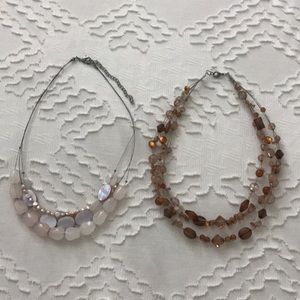 Set of two beaded on wire necklaces